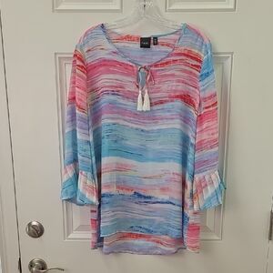 Rafaella Pastel Watercolor Tunic.  Size Large